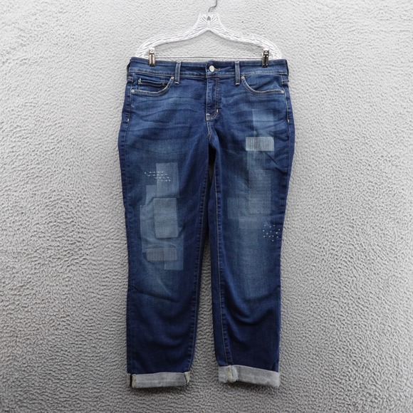 NYDJ Not Your Daughters Boyfriend Jeans Womens Size 10 Dark Wash Lift Tuck - Picture 1 of 14